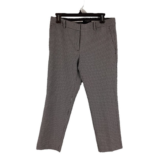 Ann Taylor Petite 6P Black White Grid Straight Leg Dress Pants - Picture 1 of 6